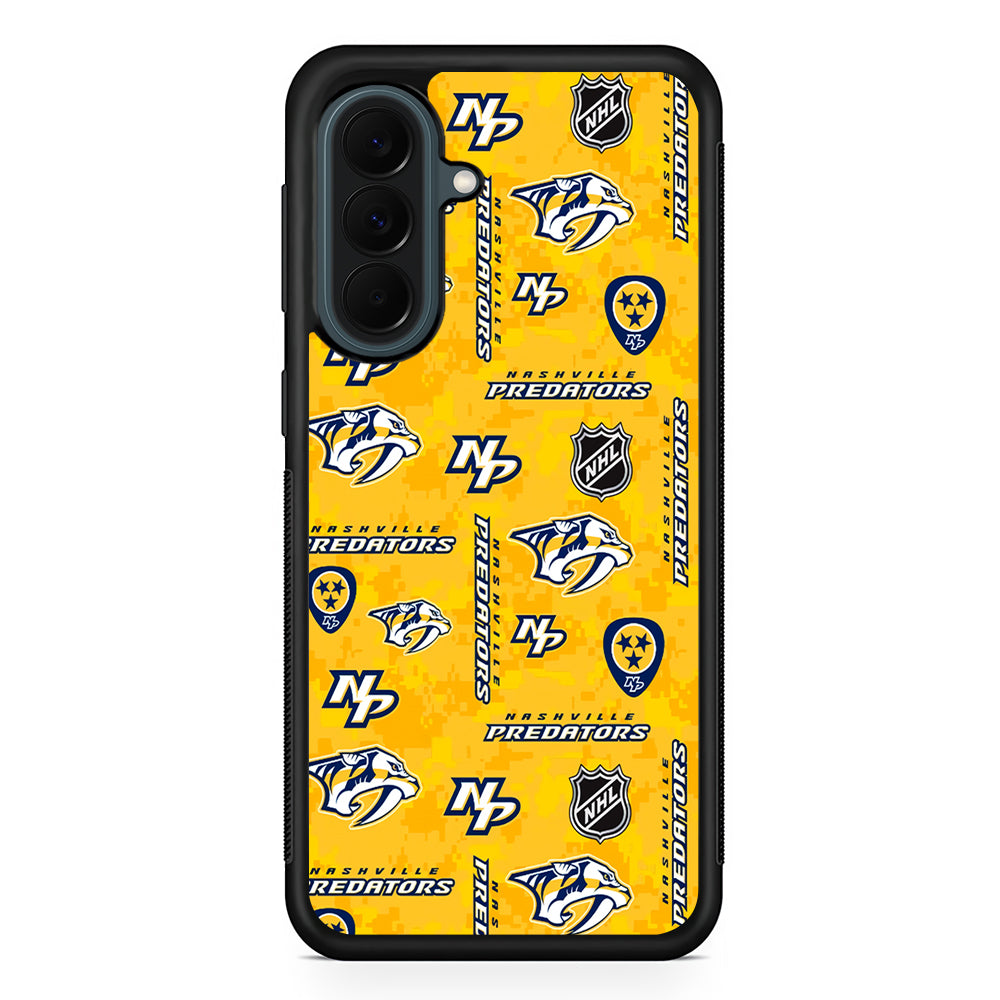 NHL Nashville Predators Pixel Samsung Galaxy A37 Case | Samsung Galaxy A37 Rubber Phone Case