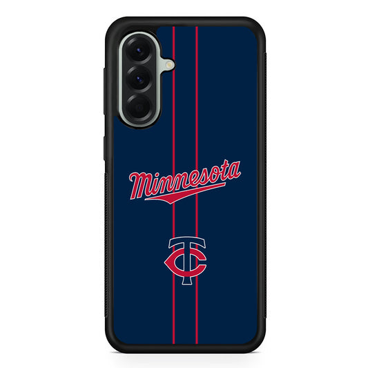 MLB Minnesota Twins Red Line Samsung Galaxy A56 Case | Samsung Galaxy A56 Protective Rubber Case