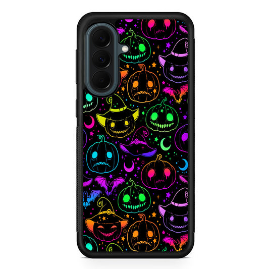Halloween Pumpkins and Flying Bats Samsung Galaxy A37 Case | Samsung Galaxy A37 Rubber Phone Case