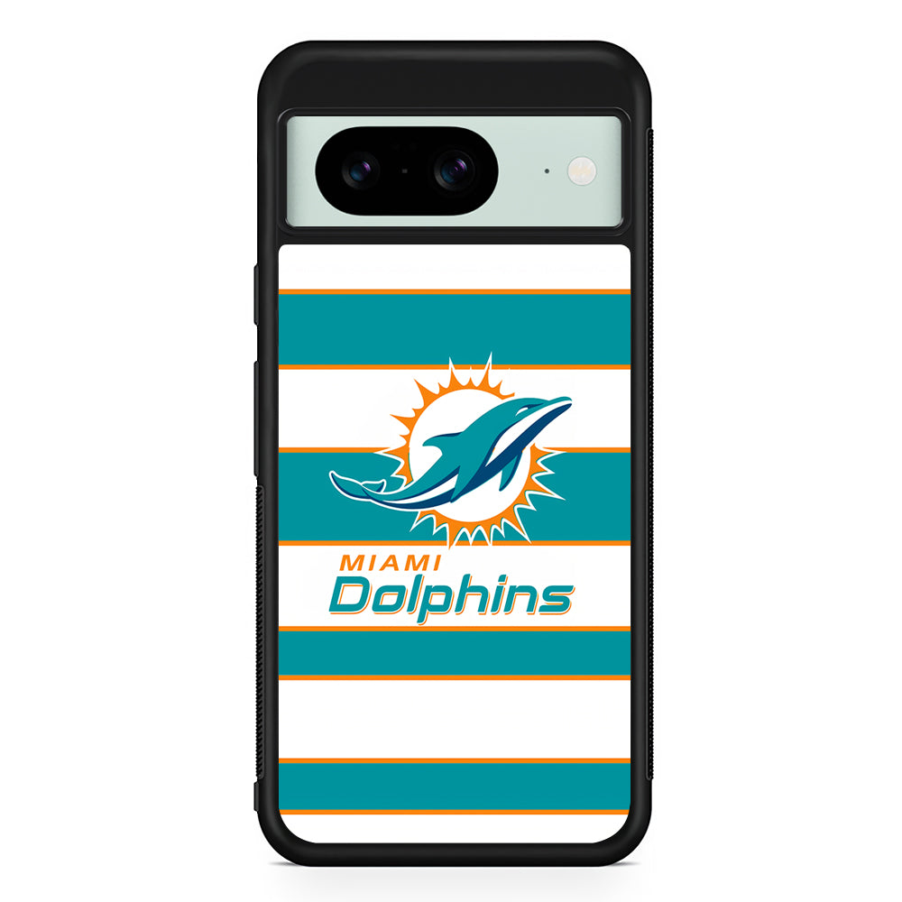 NFL Miami Dolphins White Stripe Google Pixel 8 Case | Durable Protective Cover for Google Pixel 8