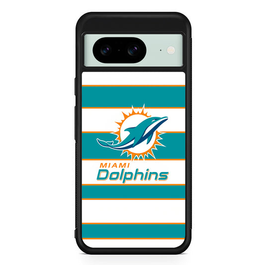 NFL Miami Dolphins White Stripe Google Pixel 8 Case | Durable Protective Cover for Google Pixel 8