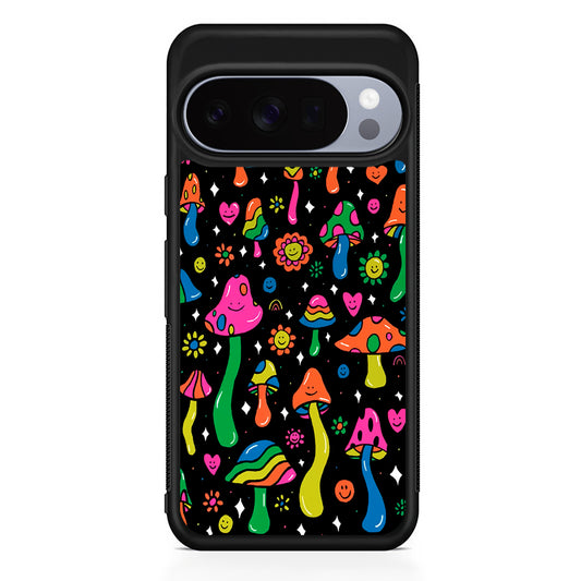 Various Mushrooms Smile Colorful Google Pixel 10 Pro Case | Slim Google Pixel 10 Pro Rubber Case