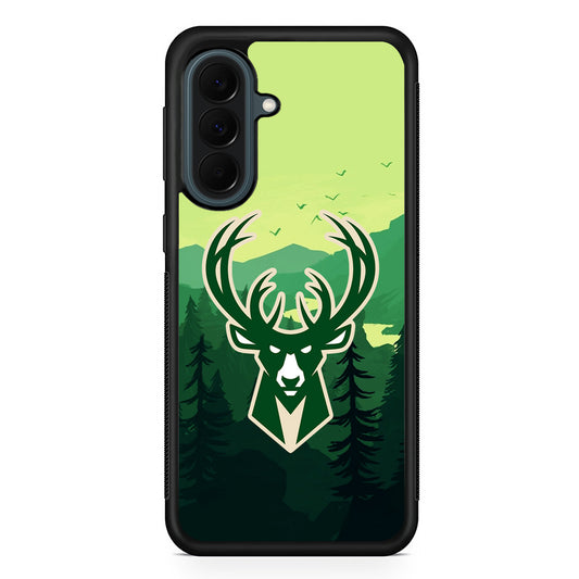 NBA Milwaukee Bucks Forest Samsung Galaxy A37 Case | Samsung Galaxy A37 Rubber Phone Case