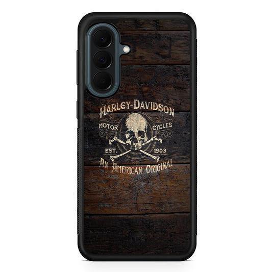 Harley Davidson Skull Logo In Wood Samsung Galaxy A37 Case | Samsung Galaxy A37 Rubber Phone Case