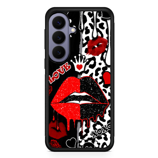 Girly Red Black Lips Kiss Samsung Galaxy S26 Case | Durable Rubber Case for Samsung Galaxy S26