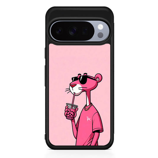 Pink Panther Drinks Bubble Tea Google Pixel 10 Pro Case | Slim Google Pixel 10 Pro Rubber Case