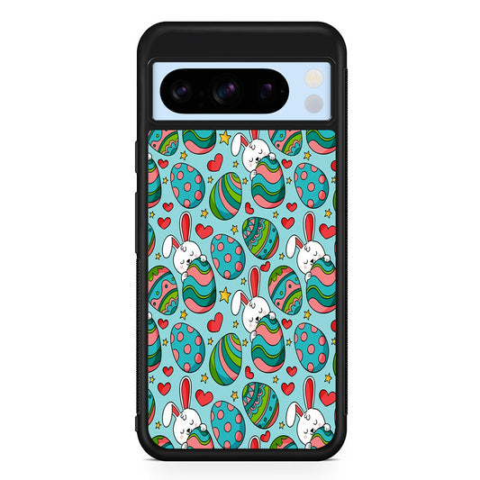 Easter Eggs and Rabbits Pattern Google Pixel 8 Pro Case | Slim Rubber Case for Google Pixel 8 Pro