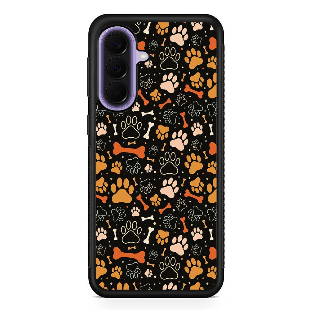 Dog Footprints and Bones Samsung Galaxy A57 Case | Slim Samsung Galaxy A57 Rubber Case