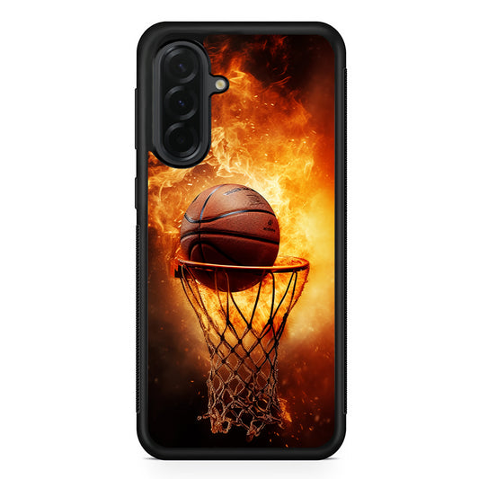Basketball Ball on Fire Samsung Galaxy A36 Case | Protective Rubber Cover