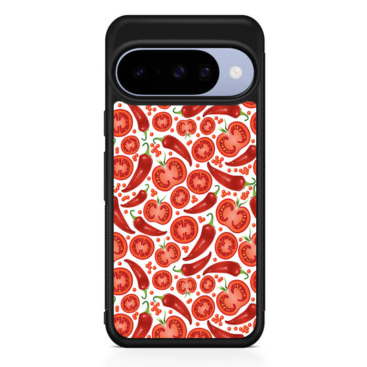 Tomatoes and Chili Peppers Google Pixel 10 Case | Google Pixel 10 Rubber Protective Case
