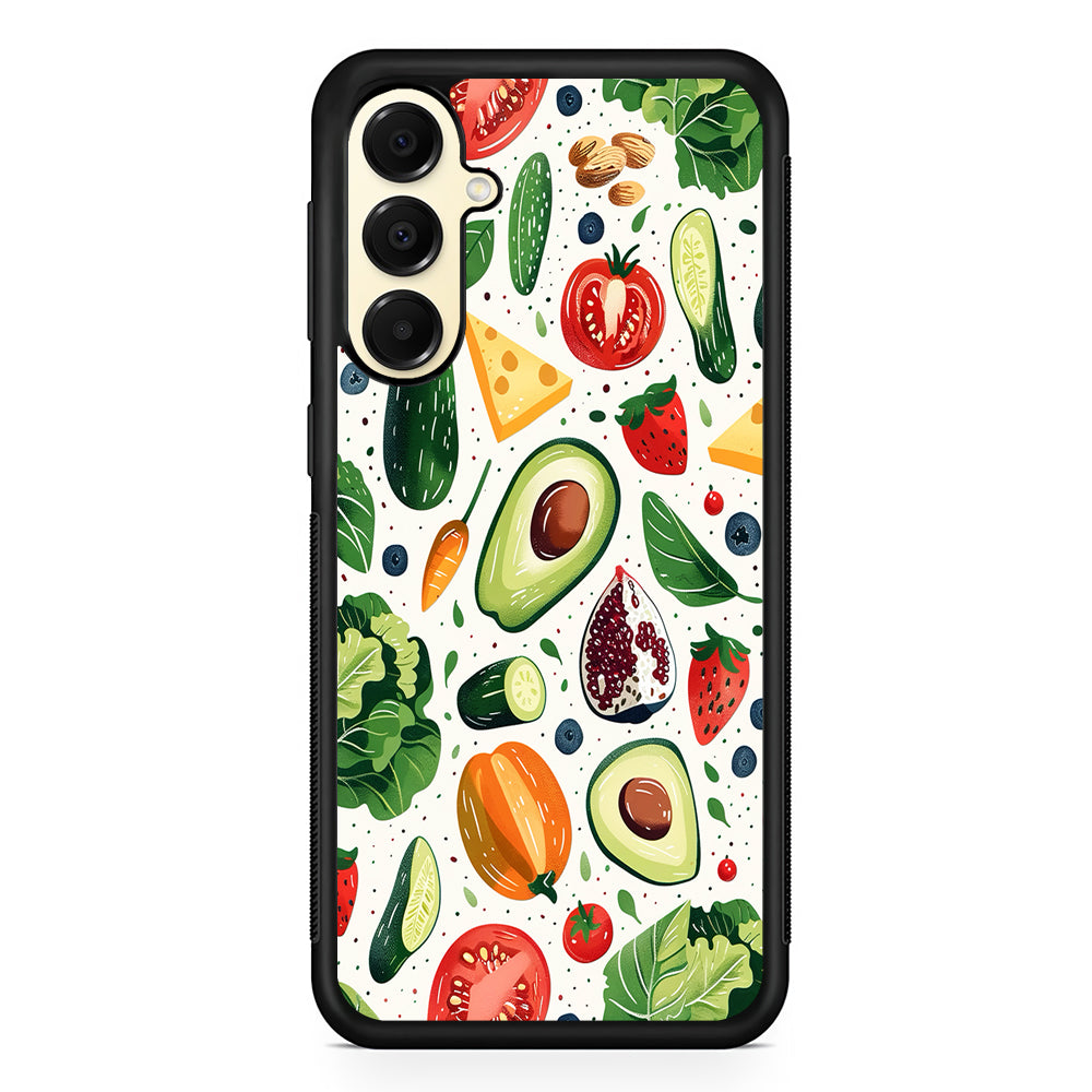 Collection of Fruits and Vegetables Samsung Galaxy A16 Case | Slim Rubber Samsung Galaxy A16 Case