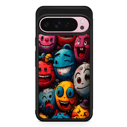 Colorful Funny Emoticons Doodle Google Pixel 9 Pro XL Case | Protective Cover