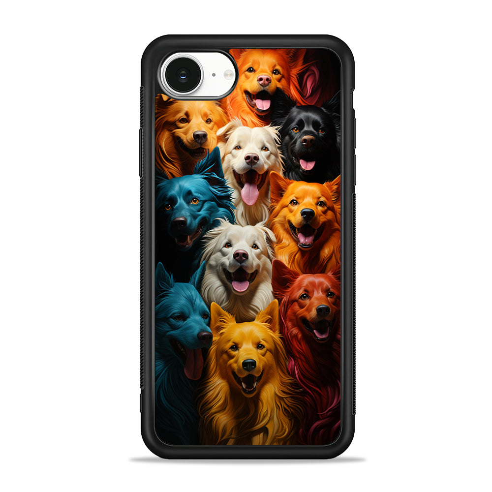Collection of Colorful Dogs iPhone 16e Case | Protective Phone Cover