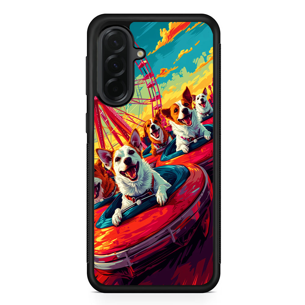 Happy Dogs At Carnival Samsung Galaxy A36 Case | Protective Rubber Cover