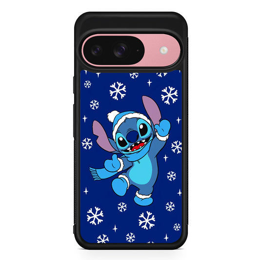 Stitch Navy Winter Google Pixel 9 Case | Google Pixel 9 Protective Rubber Case