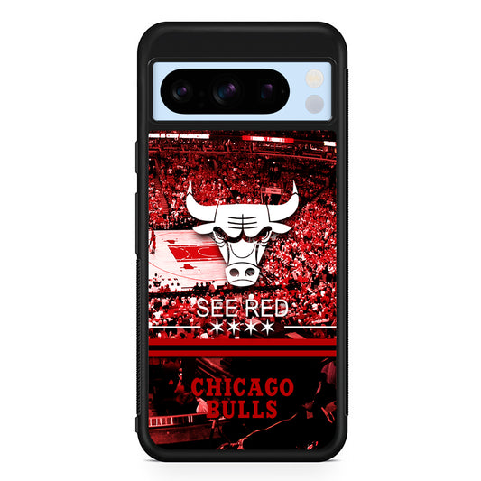 NBA Chicago Bulls See Red Google Pixel 8 Pro Case | Slim Rubber Case for Google Pixel 8 Pro