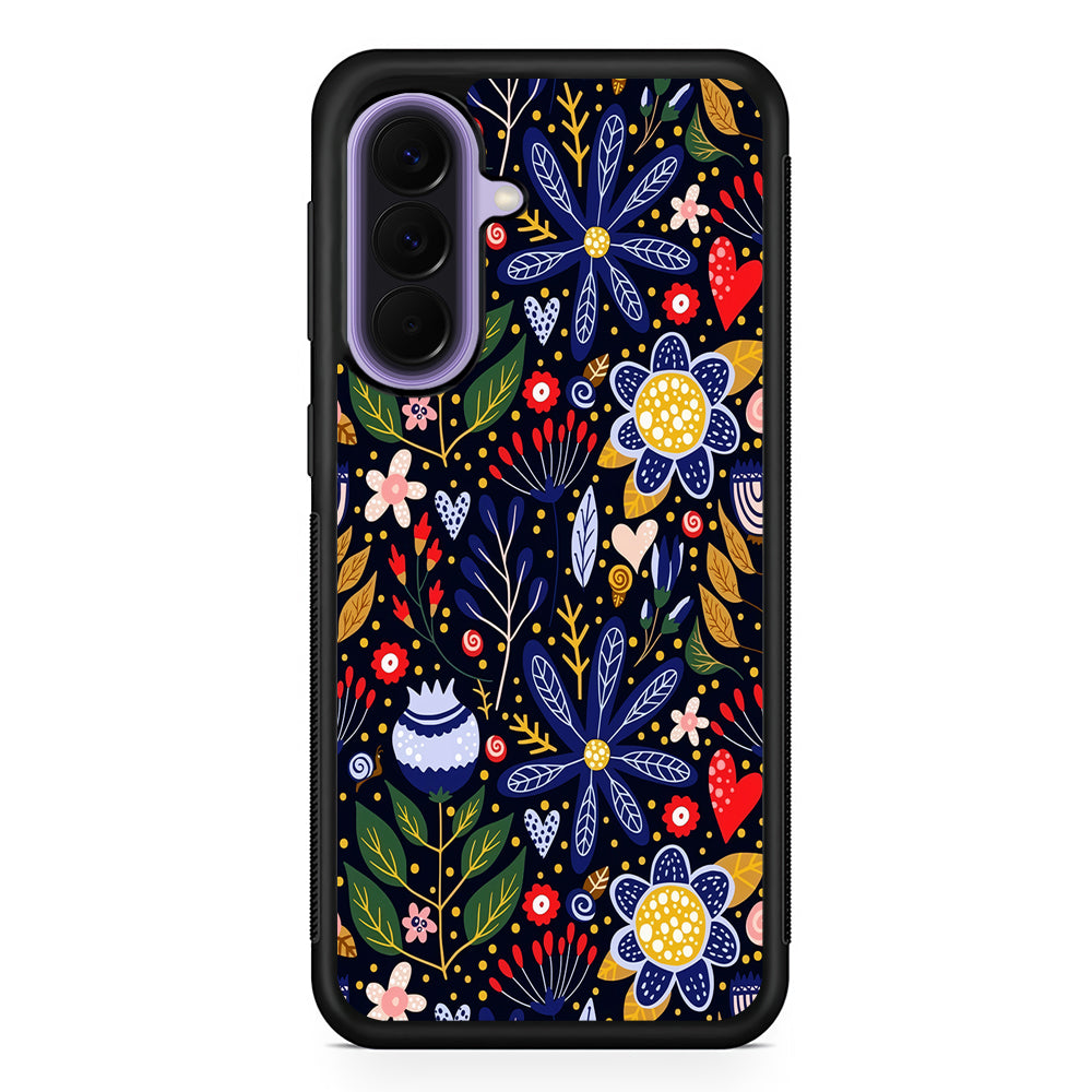 Flowers on a Dark Aesthetic Samsung Galaxy A57 Case | Slim Samsung Galaxy A57 Rubber Case