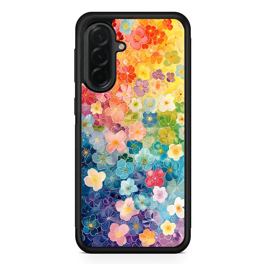 Artistic Rainbow Flower Pattern Samsung Galaxy A36 Case | Protective Rubber Cover