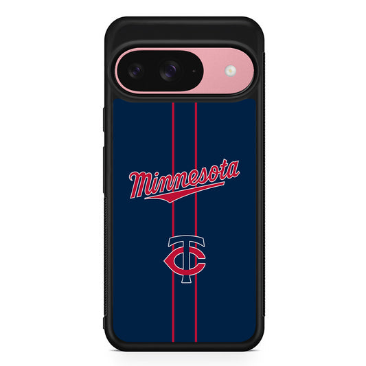 MLB Minnesota Twins Red Line Google Pixel 9 Case | Google Pixel 9 Protective Rubber Case