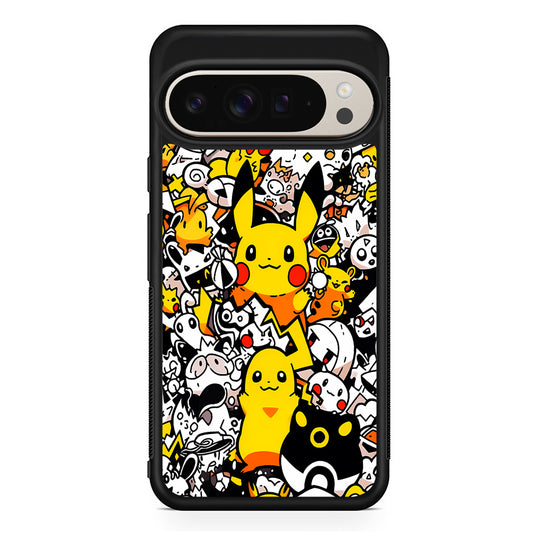 Pokemon Pikachu Doodle Google Pixel 9 Pro Case | Slim Protective Cover
