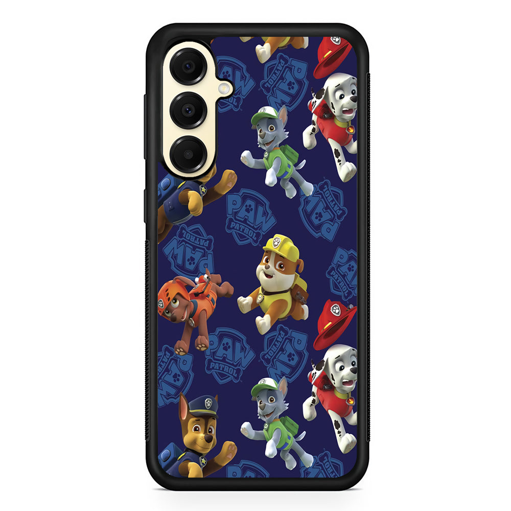 Paw Patrol Navy Background Samsung Galaxy A16 Case | Slim Rubber Samsung Galaxy A16 Case
