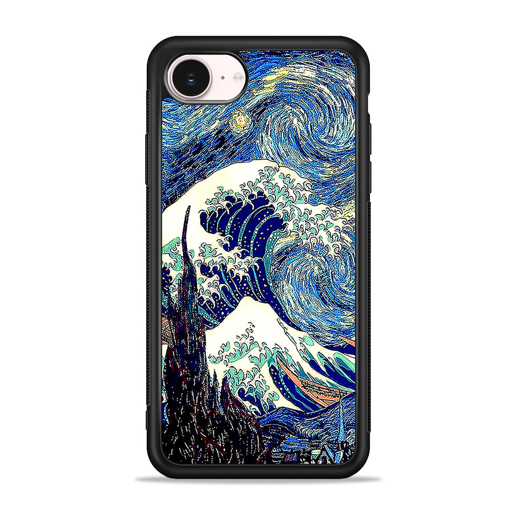 The Great Wave The Starry Night iPhone 17e Case - Silicone Case