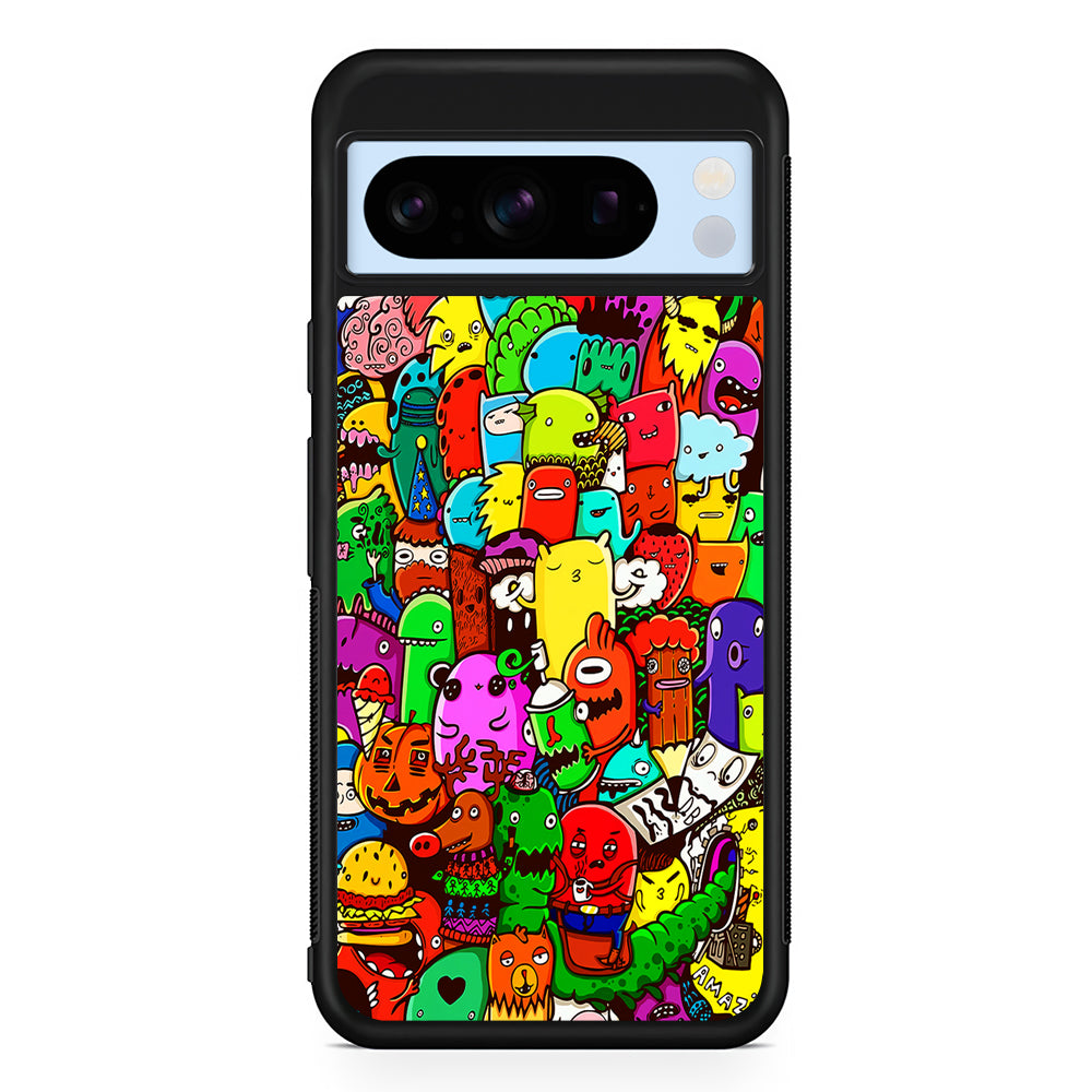 Cartoon Doodle Drawing Art Google Pixel 8 Pro Case | Slim Rubber Case for Google Pixel 8 Pro