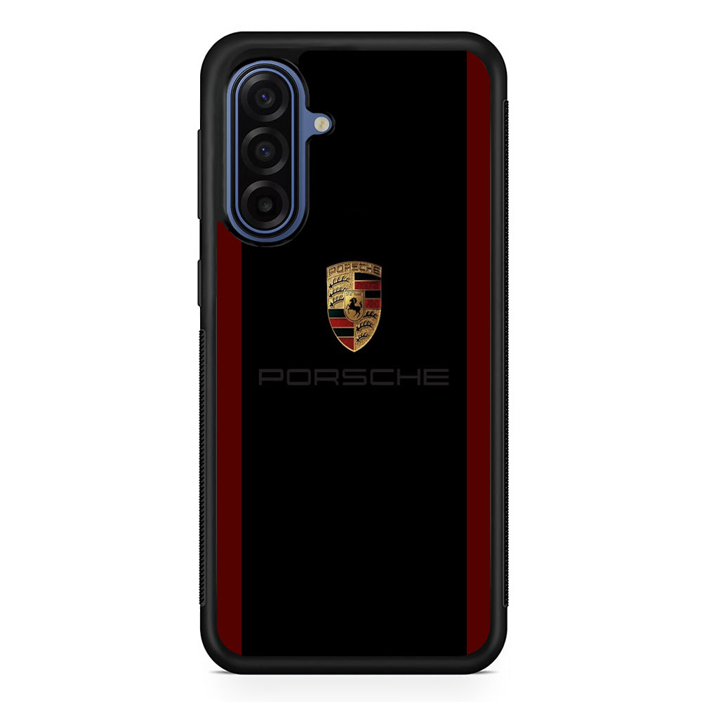 Porsche Logo Stripe Maroon Samsung Galaxy A17 Case | Samsung Galaxy A17 Protective Rubber Case