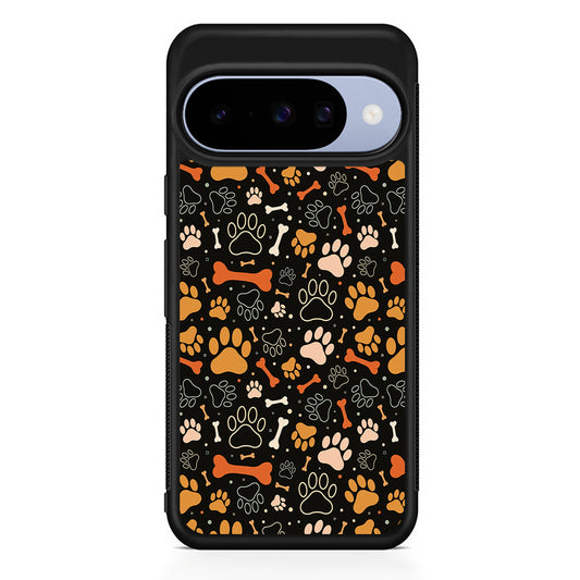 Dog Footprints and Bones Google Pixel 10 Case | Google Pixel 10 Rubber Protective Case