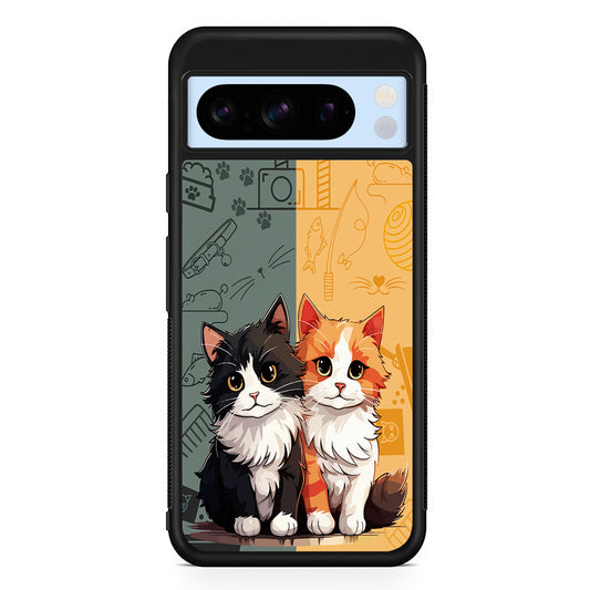 Two Cute Cats Kawai Google Pixel 8 Pro Case | Slim Rubber Case for Google Pixel 8 Pro
