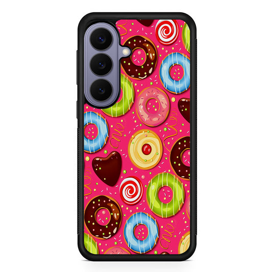 Pink Sweet Cute Donuts Samsung Galaxy S26 Case | Durable Rubber Case for Samsung Galaxy S26
