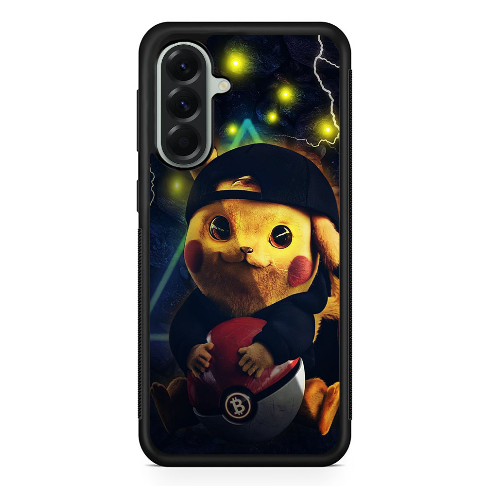 Pikachu With His Pokeball Samsung Galaxy A56 Case | Samsung Galaxy A56 Protective Rubber Case