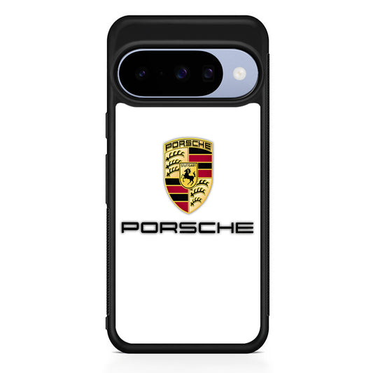 Porsche White Emblem Google Pixel 10 Case | Google Pixel 10 Rubber Protective Case
