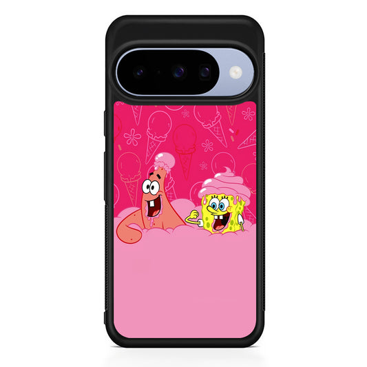 Spongebob and Patrick Eating Ice Cream Google Pixel 10 Case | Google Pixel 10 Rubber Protective Case