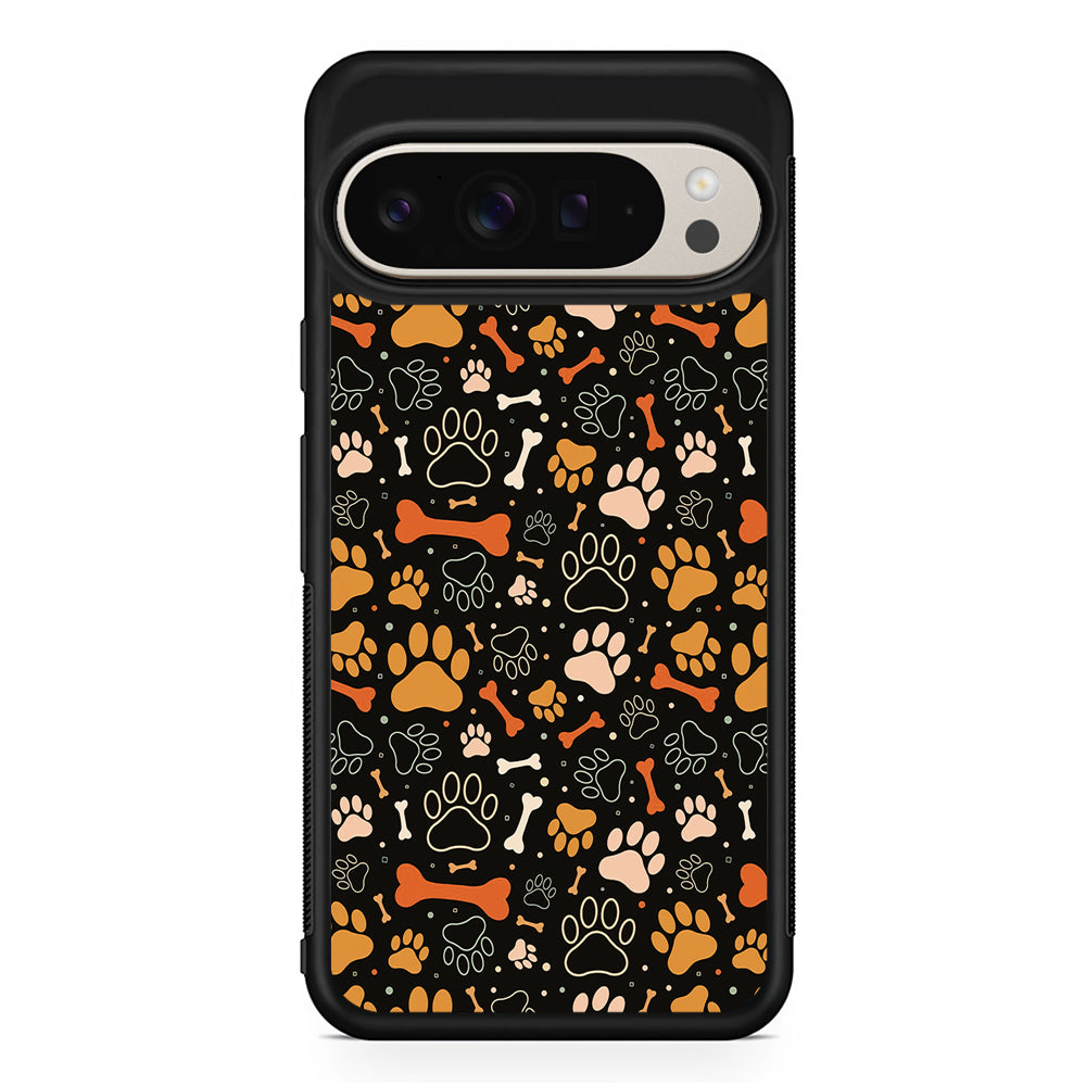 Dog Footprints and Bones Google Pixel 9 Pro Case | Slim Protective Cover
