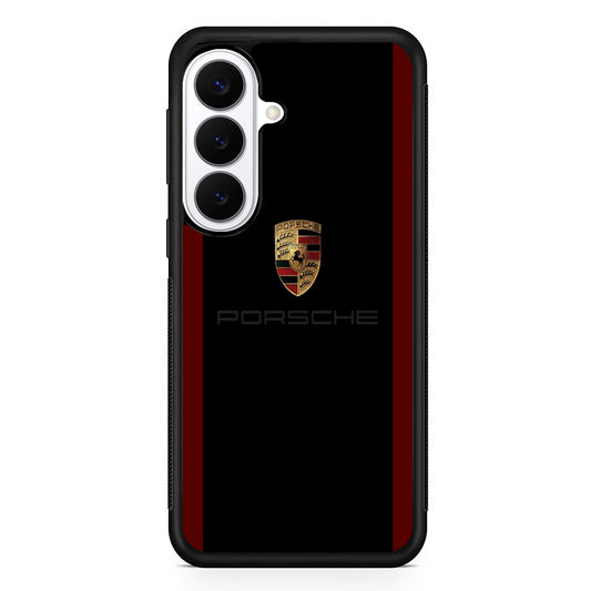 Porsche Logo Stripe Maroon Samsung Galaxy S26 Plus Case | Stylish Protective Cover for Samsung Galaxy S26 Plus