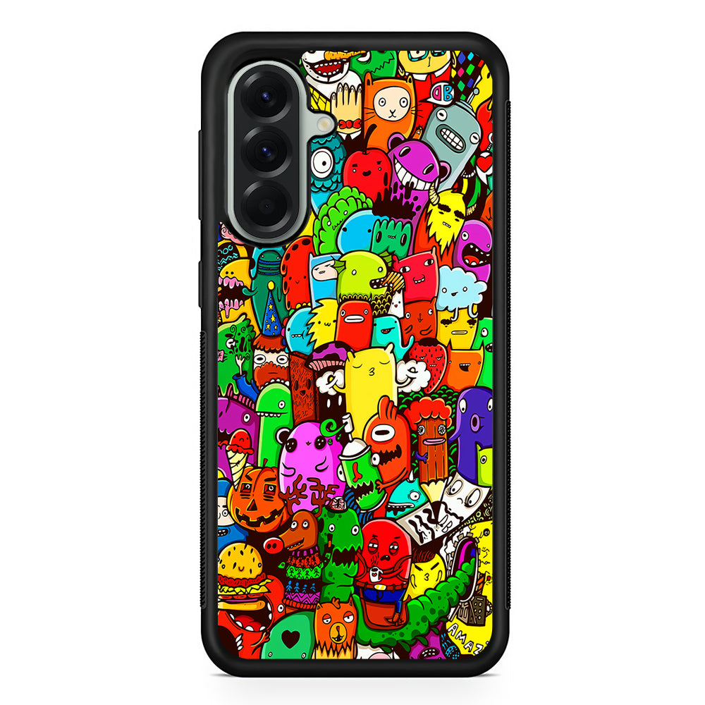 Cartoon Doodle Drawing Art Samsung Galaxy A56 Case | Samsung Galaxy A56 Protective Rubber Case