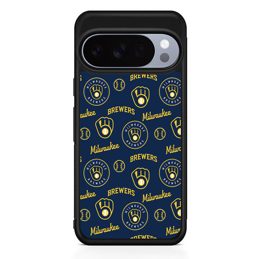 MLB Milwaukee Brewers Pattern Google Pixel 10 Pro Case | Slim Google Pixel 10 Pro Rubber Case
