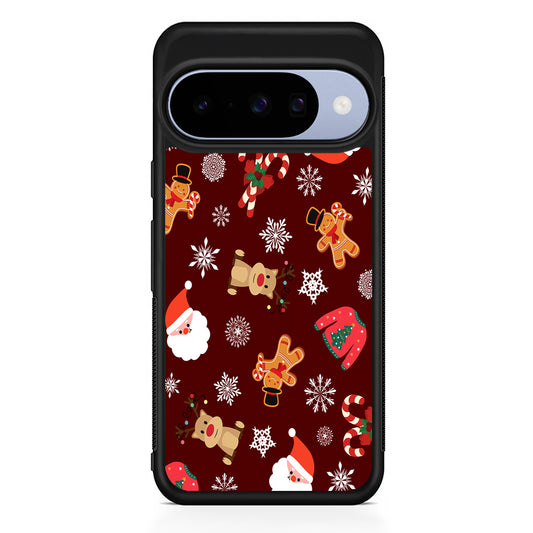 Christmas Ornaments Pattern Maroon Google Pixel 10 Case | Google Pixel 10 Rubber Protective Case