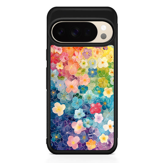 Artistic Rainbow Flower Pattern Google Pixel 10 Pro XL Case | Slim Google Pixel 10 Pro XL Protective Case
