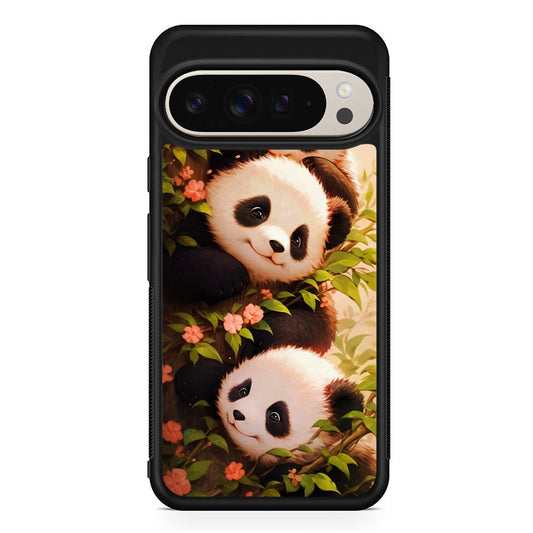 Three Cute Pandas Hiding Google Pixel 9 Pro Case | Slim Protective Cover