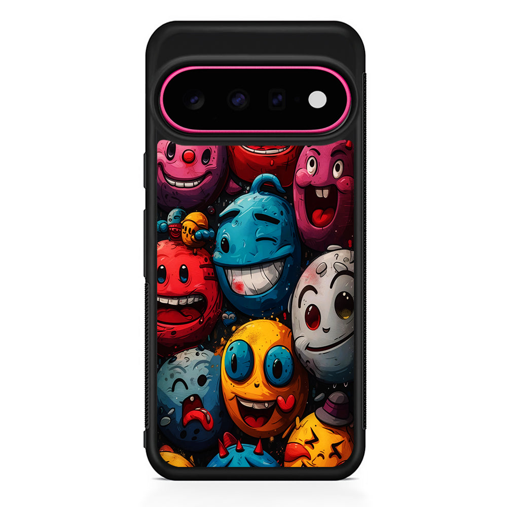 Colorful Funny Emoticons Doodle Google Pixel 11 Case | Slim Shockproof Cover