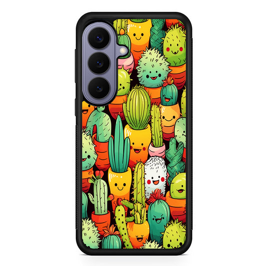 Cactus Cartoon in Pots Samsung Galaxy S26 Case | Durable Rubber Case for Samsung Galaxy S26