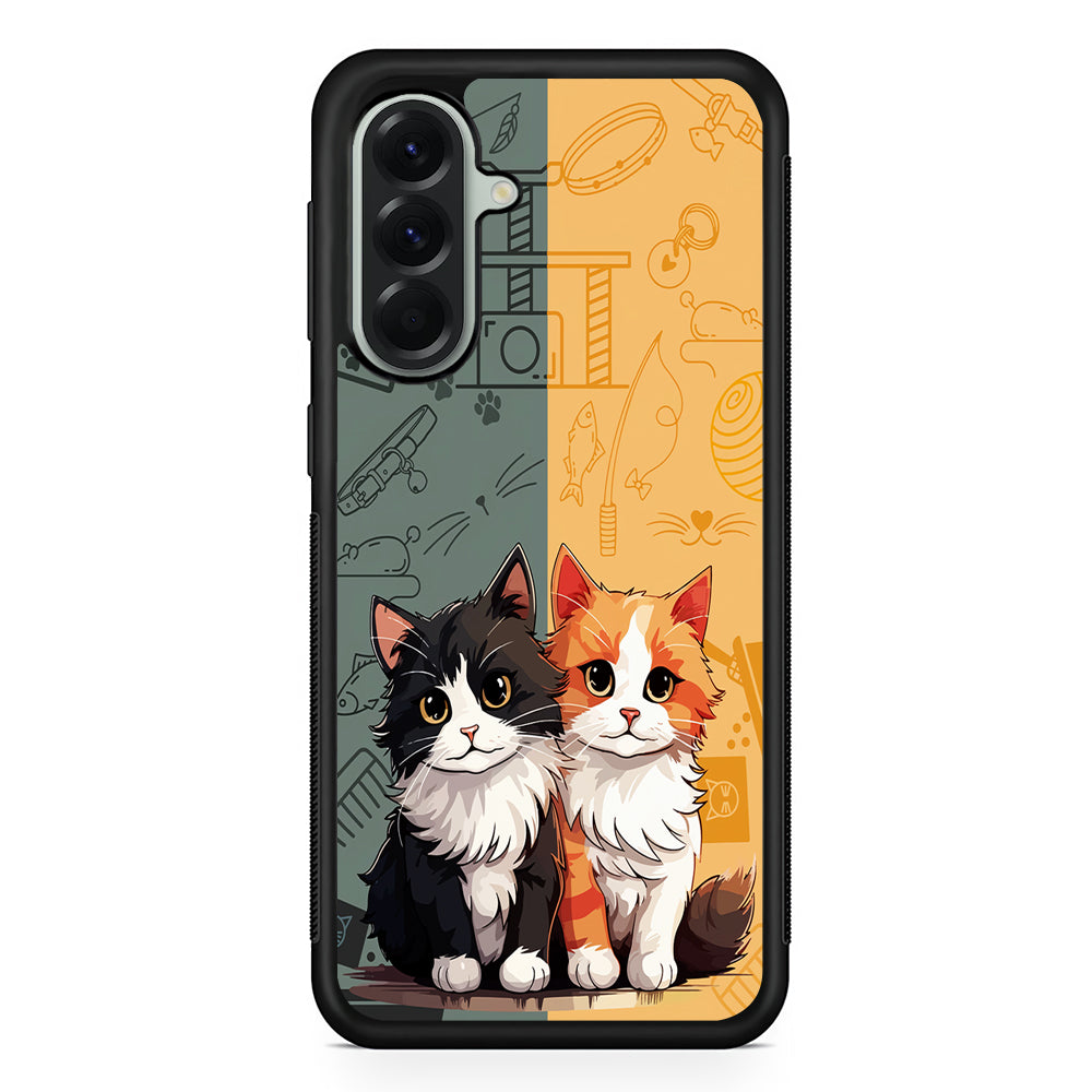 Two Cute Cats Kawai Samsung Galaxy A56 Case | Samsung Galaxy A56 Protective Rubber Case