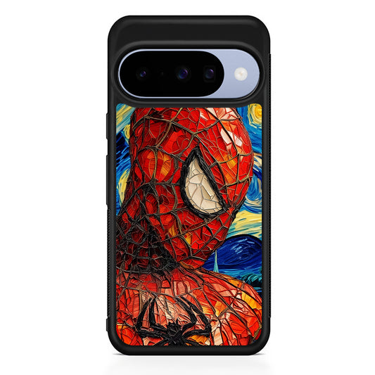 Spiderman Starry Night Google Pixel 10 Case | Google Pixel 10 Rubber Protective Case