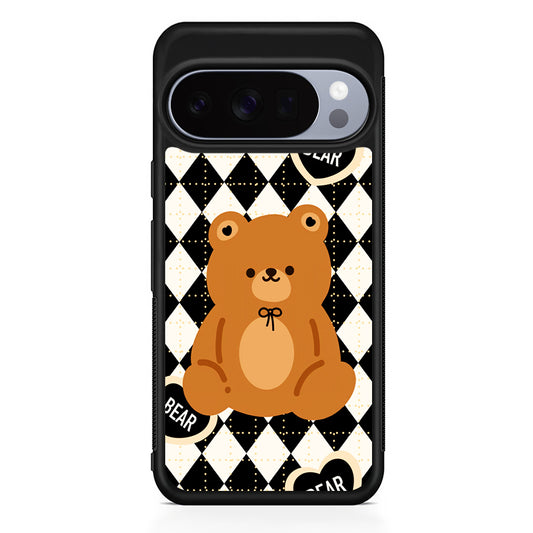 Bear and Black Flanel Google Pixel 10 Pro Case | Slim Google Pixel 10 Pro Rubber Case