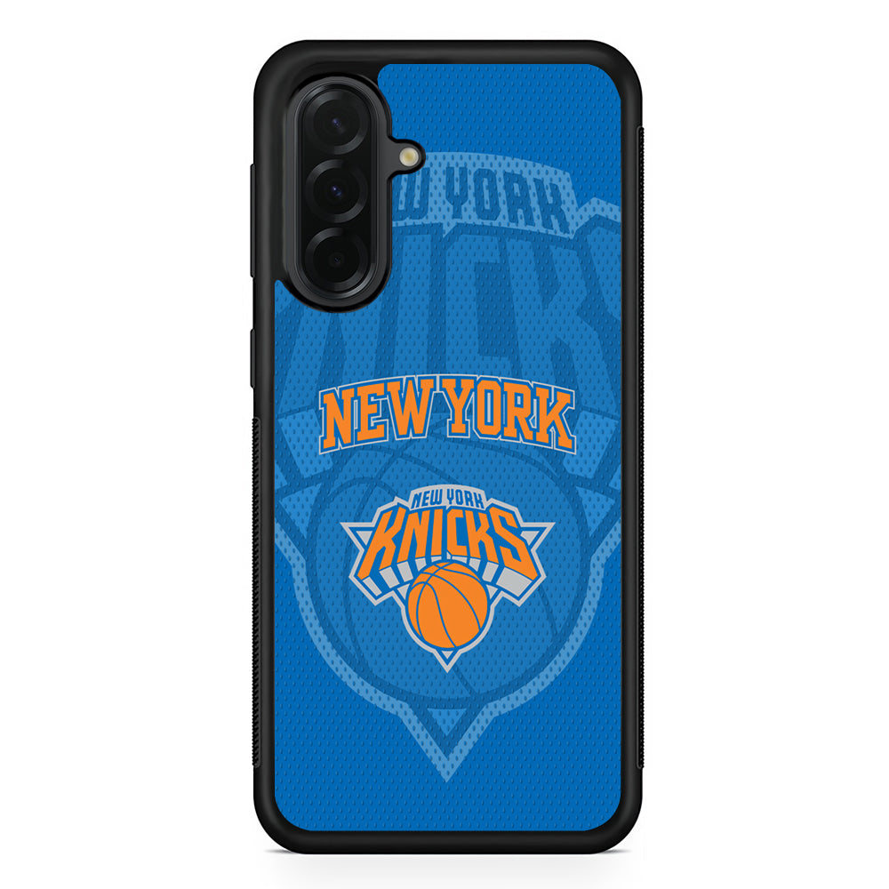 NBA New York Knicks Blue Patern Samsung Galaxy A36 Case | Protective Rubber Cover