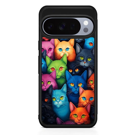Collection of Colorful Cats Google Pixel 10 Pro Case | Slim Google Pixel 10 Pro Rubber Case