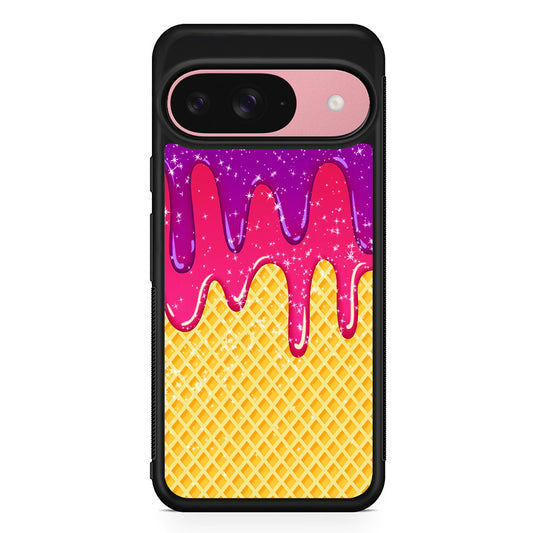 Melted Ice Cream and A Waffle Google Pixel 9 Case | Google Pixel 9 Protective Rubber Case