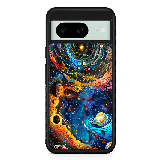 Colorful Galaxy Many Planets Google Pixel 8 Case | Durable Protective Cover for Google Pixel 8